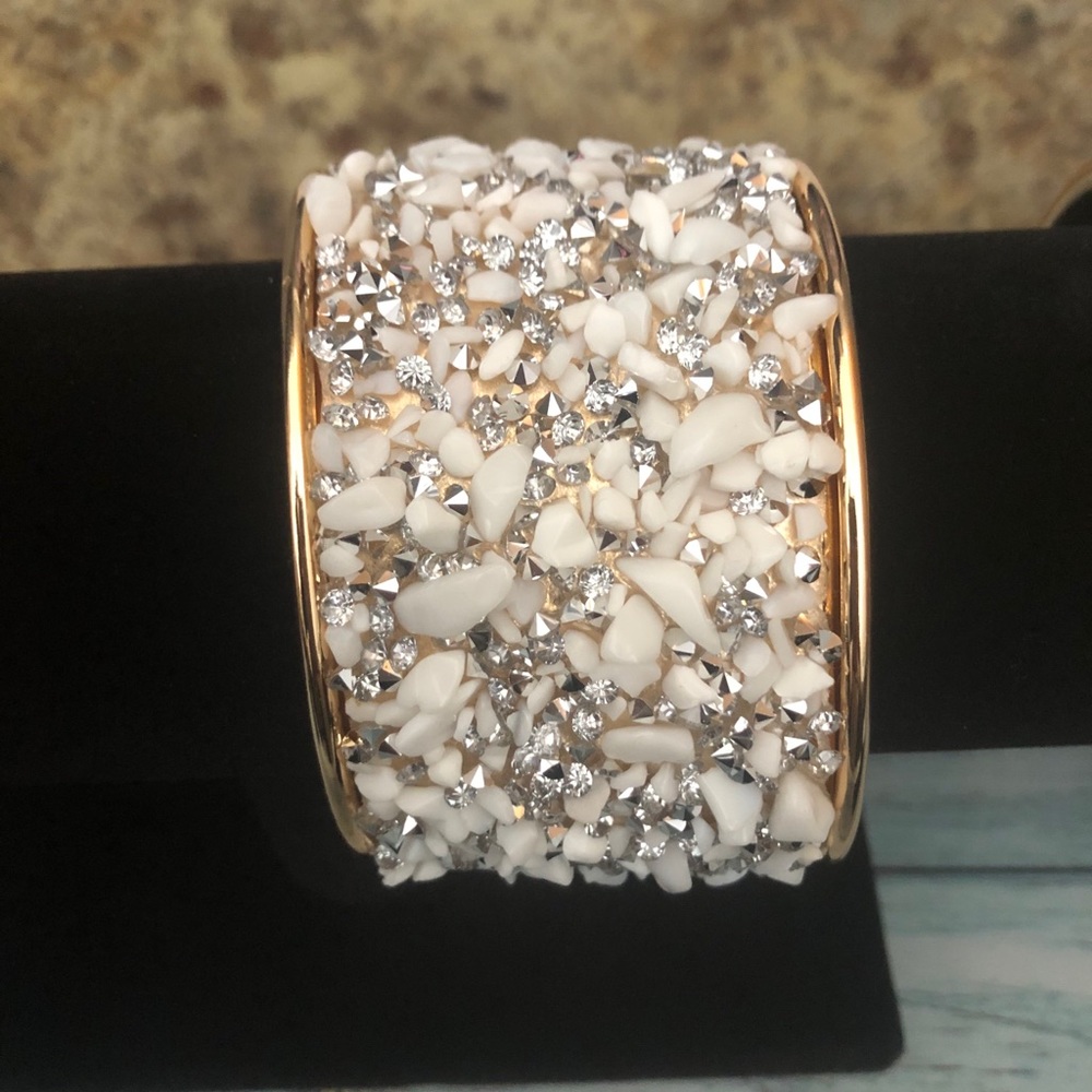 Crushed Stone Statement Cuff Bracelets